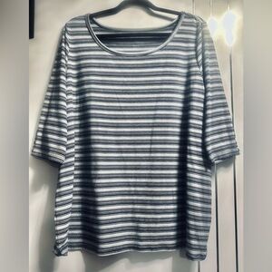 Reitmans  2X Black Grey Metallic Striped Tshirt